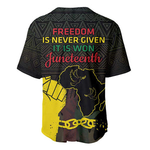 Juneteenth Freedom Day Baseball Jersey 1865 Black Independence African Pattern