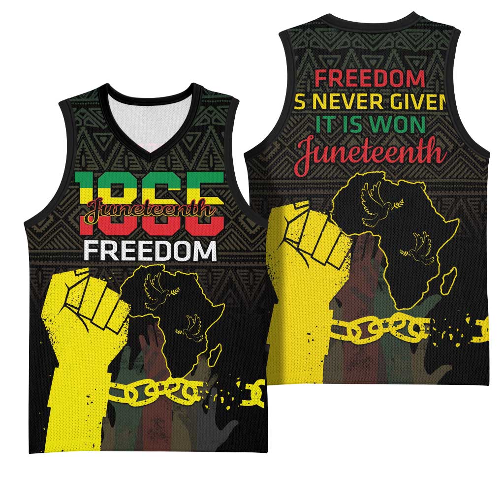 Juneteenth Freedom Day Basketball Jersey 1865 Black Independence African Pattern LT14