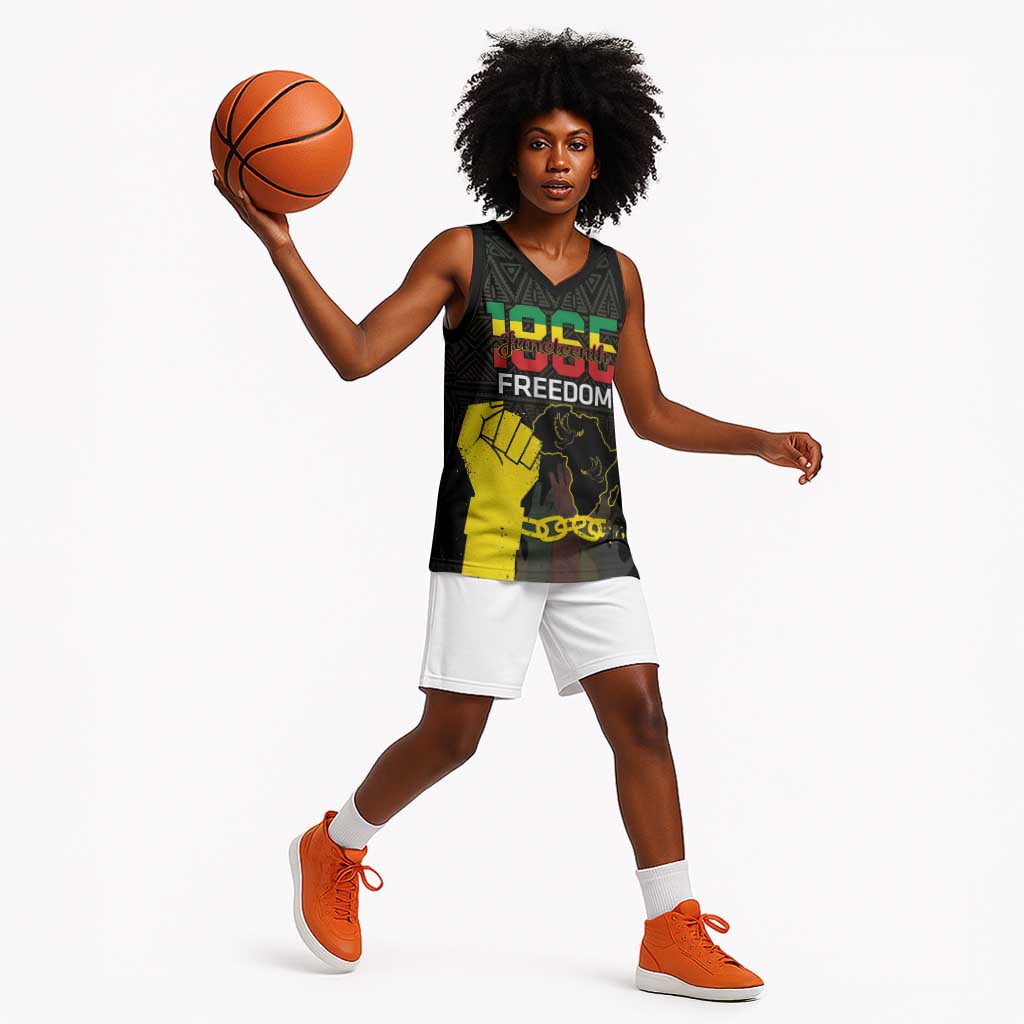 Juneteenth Freedom Day Basketball Jersey 1865 Black Independence African Pattern LT14