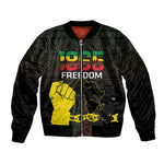 Juneteenth Freedom Day Bomber Jacket 1865 Black Independence African Pattern