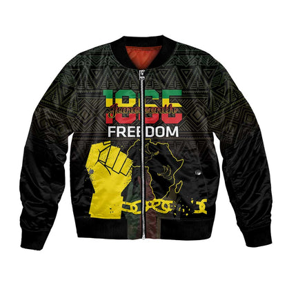 Juneteenth Freedom Day Bomber Jacket 1865 Black Independence African Pattern