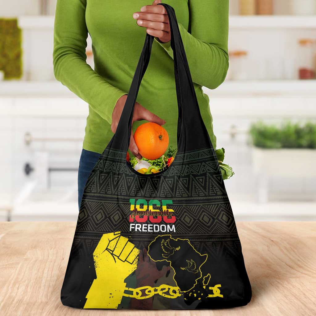 Juneteenth Freedom Day Grocery Bag 1865 Black Independence African Pattern