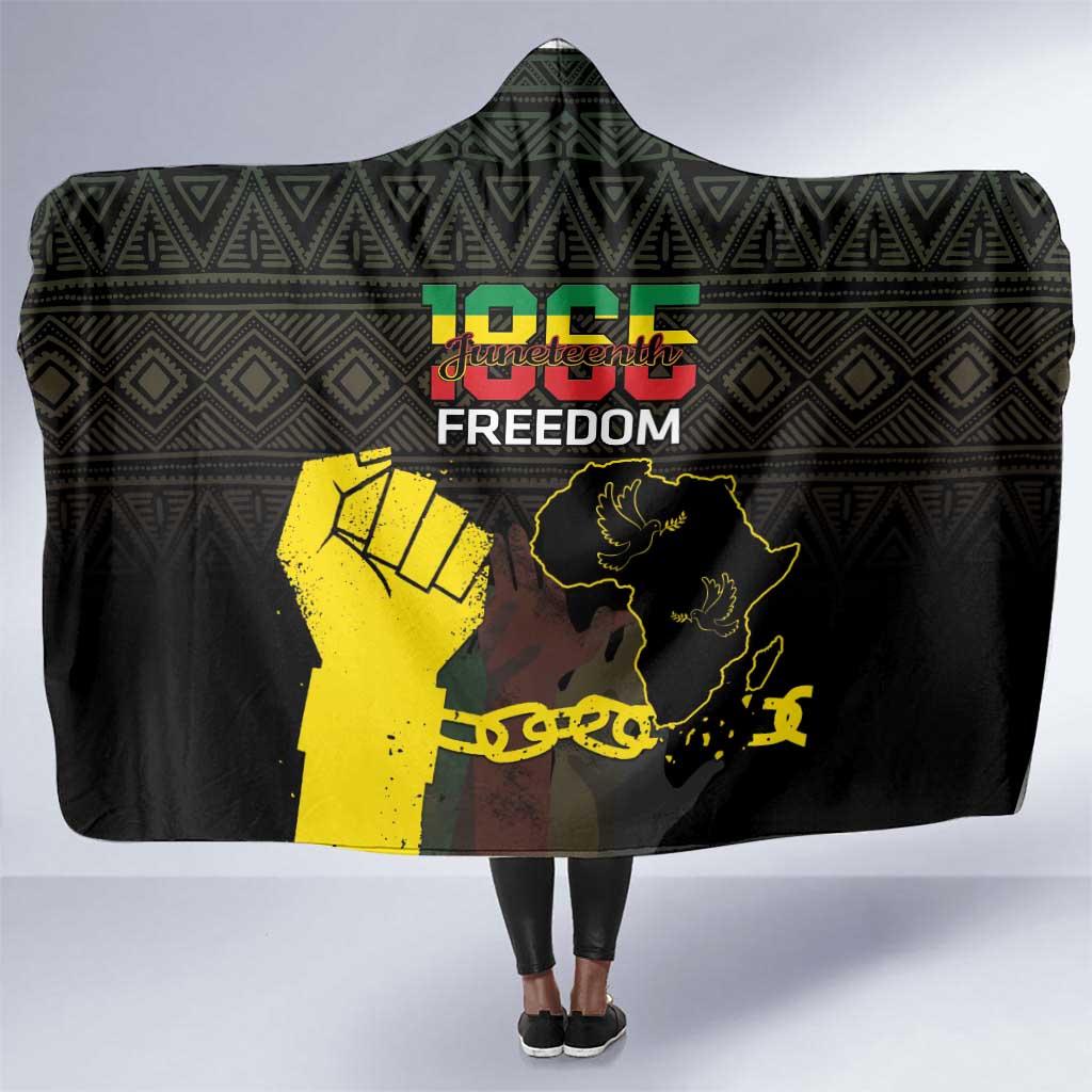 Juneteenth Freedom Day Hooded Blanket 1865 Black Independence African Pattern