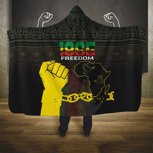 Juneteenth Freedom Day Hooded Blanket 1865 Black Independence African Pattern