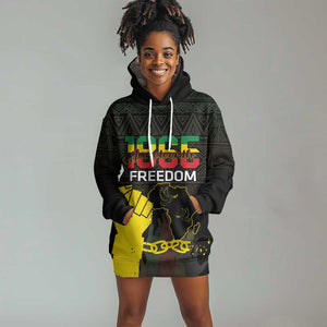 Juneteenth Freedom Day Hoodie Dress 1865 Black Independence African Pattern