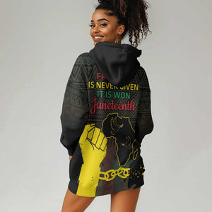 Juneteenth Freedom Day Hoodie Dress 1865 Black Independence African Pattern