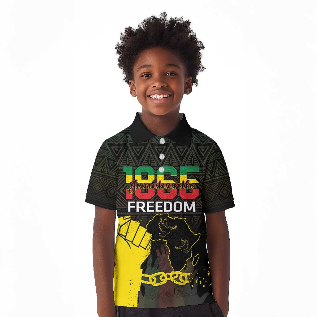 Juneteenth Freedom Day Kid Polo Shirt 1865 Black Independence African Pattern