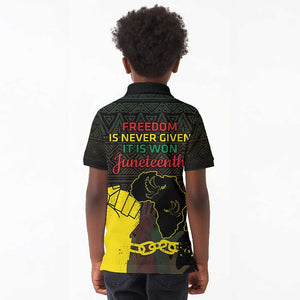 Juneteenth Freedom Day Kid Polo Shirt 1865 Black Independence African Pattern