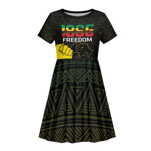 Juneteenth Freedom Day Kid Short Sleeve Dress 1865 Black Independence African Pattern