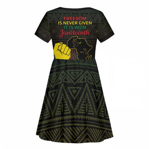 Juneteenth Freedom Day Kid Short Sleeve Dress 1865 Black Independence African Pattern