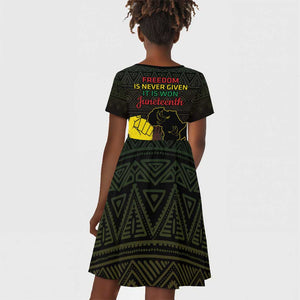 Juneteenth Freedom Day Kid Short Sleeve Dress 1865 Black Independence African Pattern