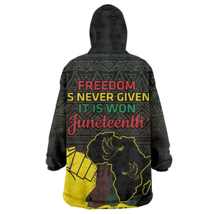 Juneteenth Freedom Day KId Wearable Blanket Hoodie 1865 Black Independence African Pattern