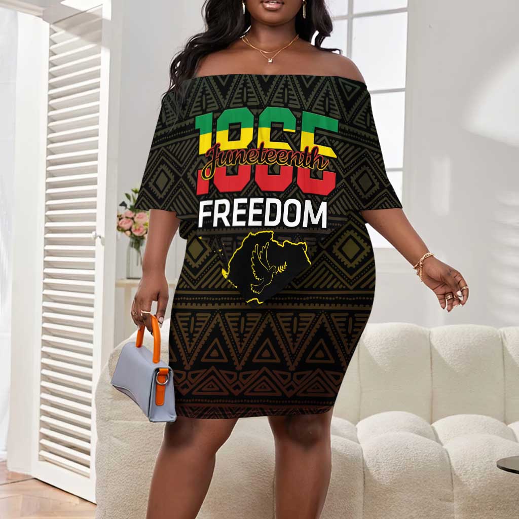 Juneteenth Freedom Day Off Shoulder Short Dress 1865 Black Independence African Pattern LT14