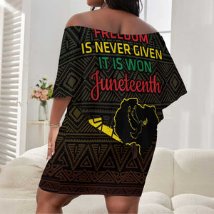 Juneteenth Freedom Day Off Shoulder Short Dress 1865 Black Independence African Pattern LT14