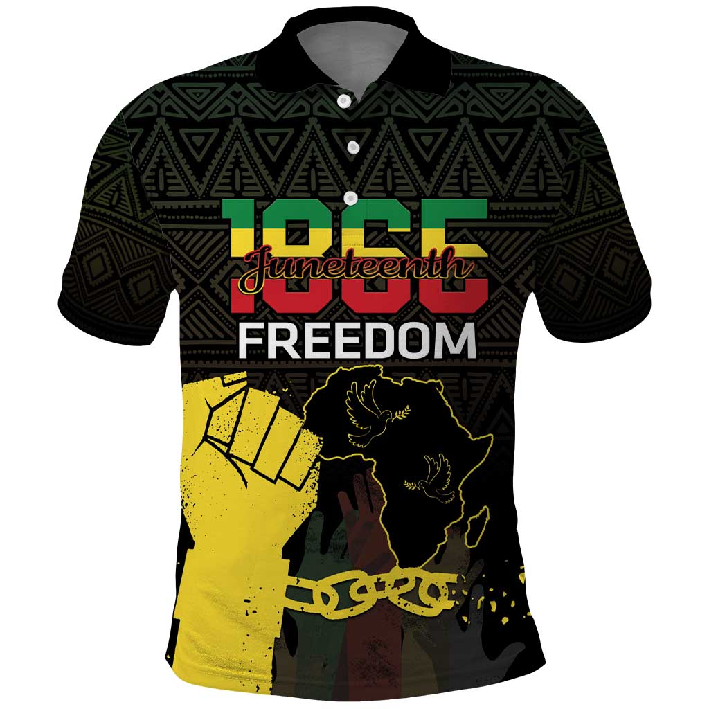 Juneteenth Freedom Day Polo Shirt 1865 Black Independence African Pattern