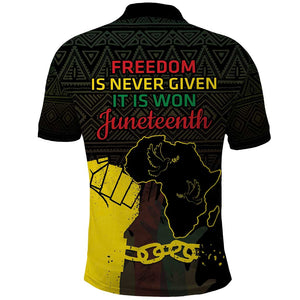 Juneteenth Freedom Day Polo Shirt 1865 Black Independence African Pattern