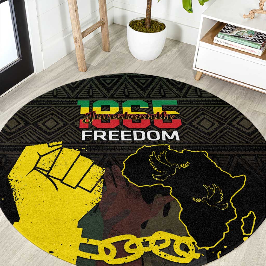 Juneteenth Freedom Day Round Carpet 1865 Black Independence African Pattern