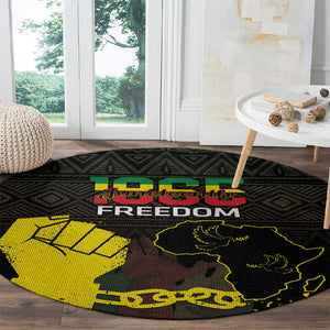 Juneteenth Freedom Day Round Carpet 1865 Black Independence African Pattern