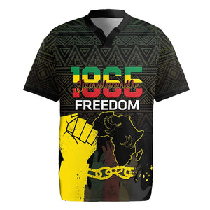 Juneteenth Freedom Day Rugby Jersey 1865 Black Independence African Pattern