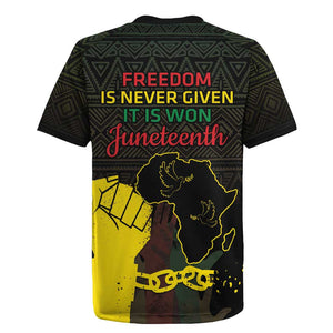 Juneteenth Freedom Day Rugby Jersey 1865 Black Independence African Pattern