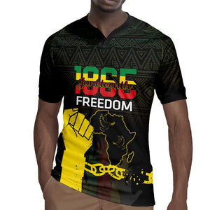 Juneteenth Freedom Day Rugby Jersey 1865 Black Independence African Pattern