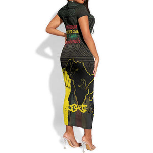 Juneteenth Freedom Day Short Sleeve Bodycon Dress 1865 Black Independence African Pattern