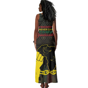 Juneteenth Freedom Day Tank Maxi Dress 1865 Black Independence African Pattern