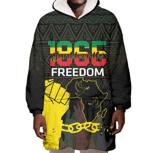 Juneteenth Freedom Day Wearable Blanket Hoodie 1865 Black Independence African Pattern