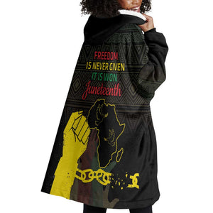 Juneteenth Freedom Day Wearable Blanket Hoodie 1865 Black Independence African Pattern