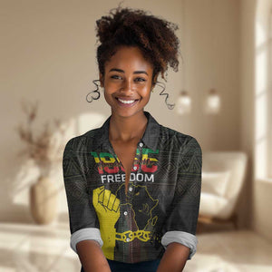 Juneteenth Freedom Day Women Casual Shirt 1865 Black Independence African Pattern