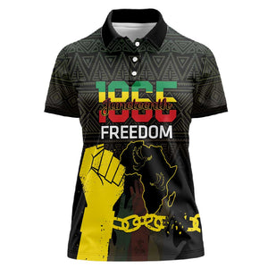 Juneteenth Freedom Day Women Polo Shirt 1865 Black Independence African Pattern