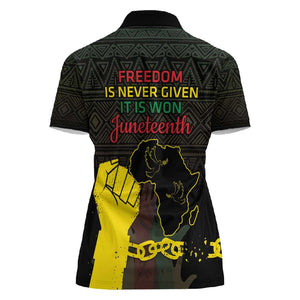 Juneteenth Freedom Day Women Polo Shirt 1865 Black Independence African Pattern