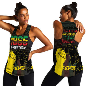 Juneteenth Freedom Day Women Racerback Tank 1865 Black Independence African Pattern