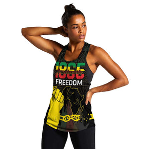 Juneteenth Freedom Day Women Racerback Tank 1865 Black Independence African Pattern