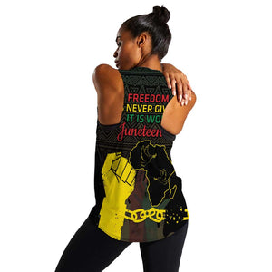 Juneteenth Freedom Day Women Racerback Tank 1865 Black Independence African Pattern