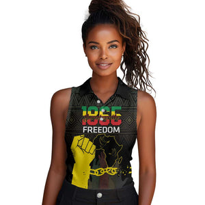 Juneteenth Freedom Day Women Sleeveless Polo Shirt 1865 Black Independence African Pattern