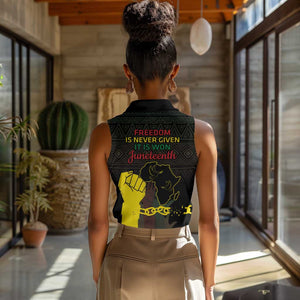 Juneteenth Freedom Day Women Sleeveless Polo Shirt 1865 Black Independence African Pattern