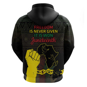 Juneteenth Freedom Day Zip Hoodie 1865 Black Independence African Pattern