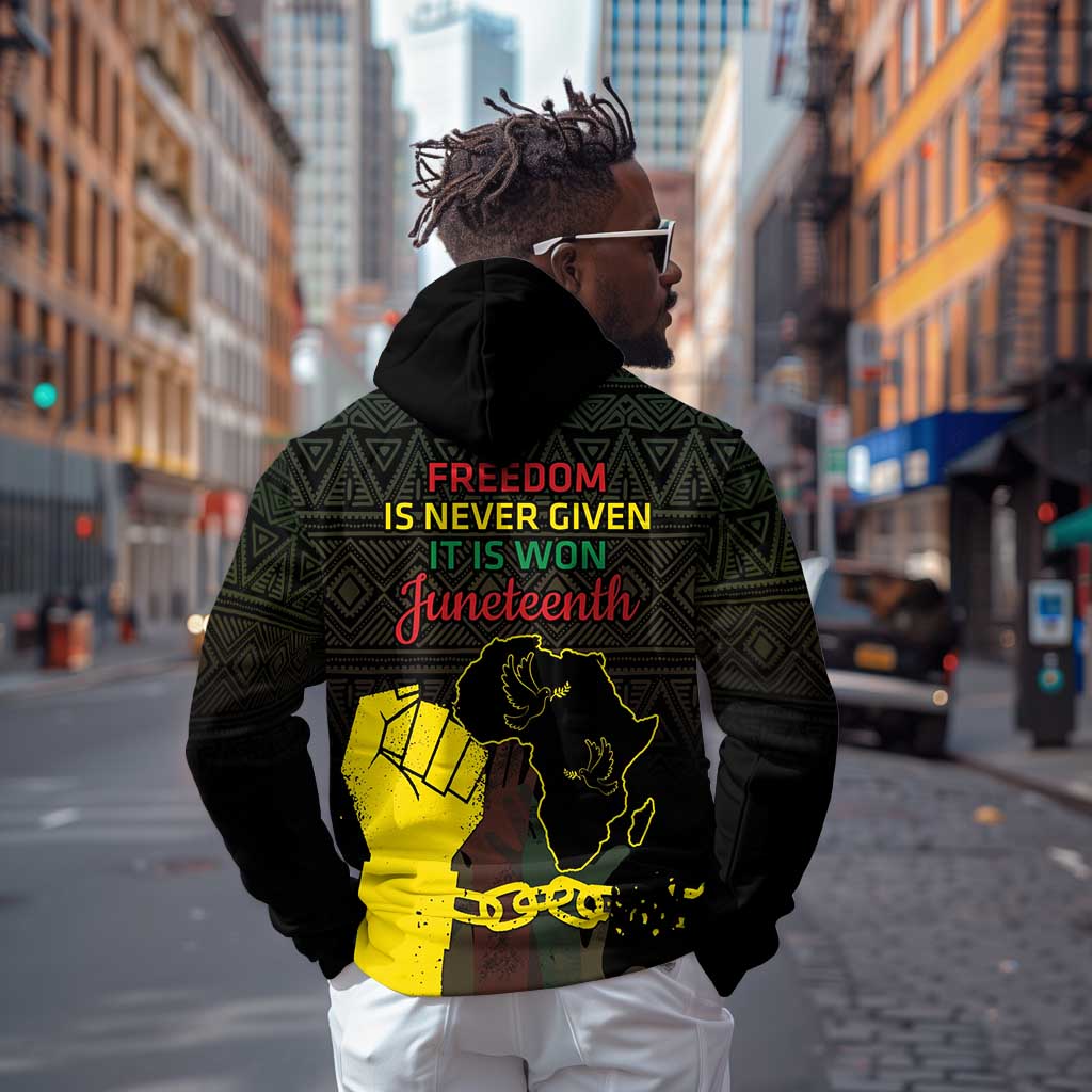 Juneteenth Freedom Day Zip Hoodie 1865 Black Independence African Pattern