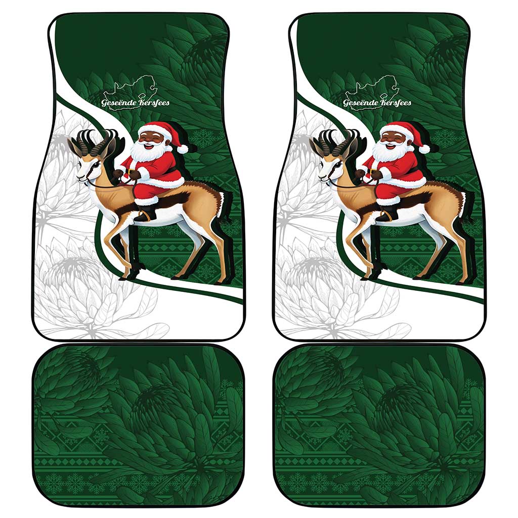 South Africa Christmas In July Car Mats Geseende Kersfees Springbok Black Santa