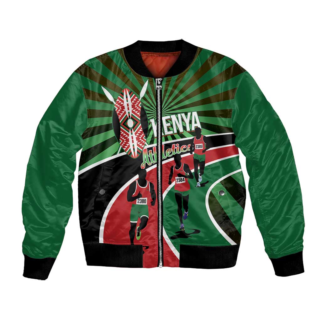 Afro Athletics Kenya Bomber Jacket Olono Maasai Shield Running Way - African Pride