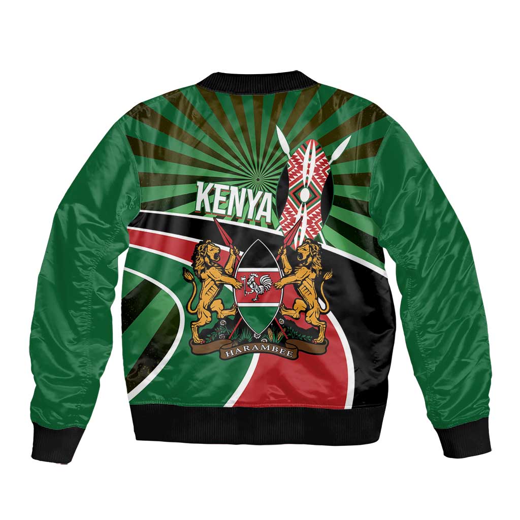 Afro Athletics Kenya Bomber Jacket Olono Maasai Shield Running Way - African Pride