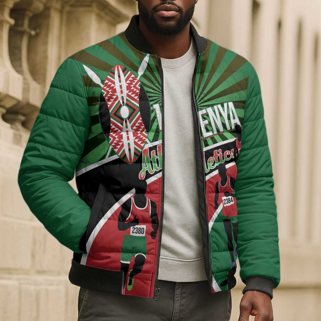 Athletics Kenya Bomber Puffer Jacket Maasai Shield Running Way