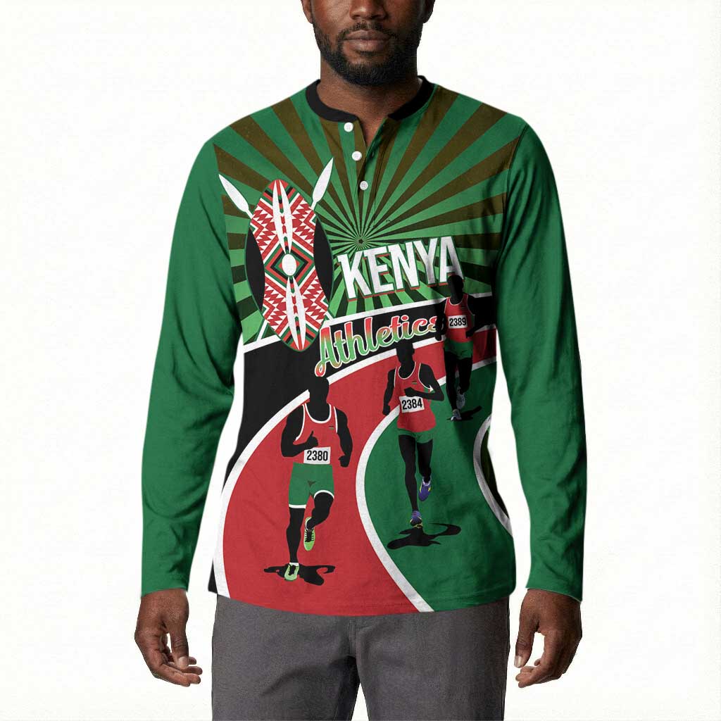 Athletics Kenya Button Sweatshirt Maasai Shield Running Way