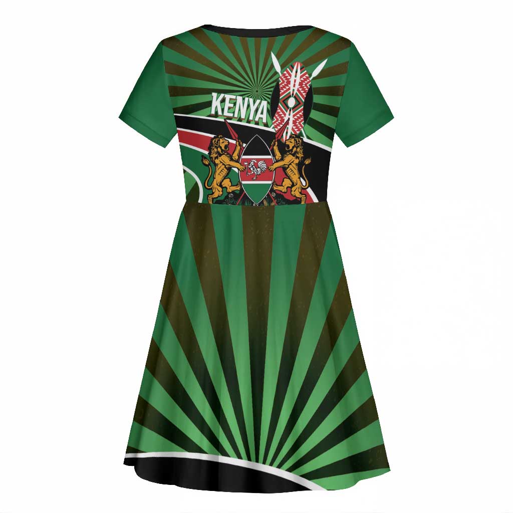 Afro Athletics Kenya Kid Short Sleeve Dress Olono Maasai Shield Running Way - African Pride