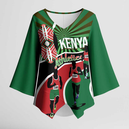 Athletics Kenya Kimono Sleeve Blouse Maasai Shield Running Way