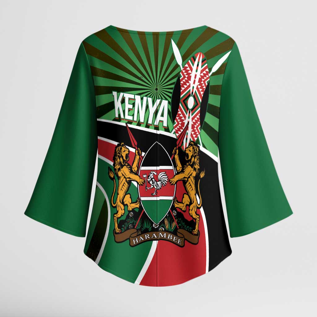 Athletics Kenya Kimono Sleeve Blouse Maasai Shield Running Way