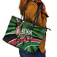 Afro Athletics Kenya Leather Tote Bag Olono Maasai Shield Running Way - African Pride