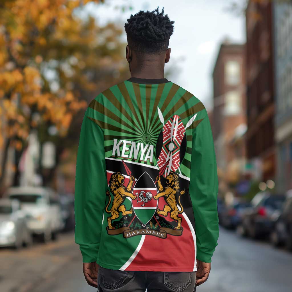 Afro Athletics Kenya Long Sleeve Shirt Olono Maasai Shield Running Way - African Pride