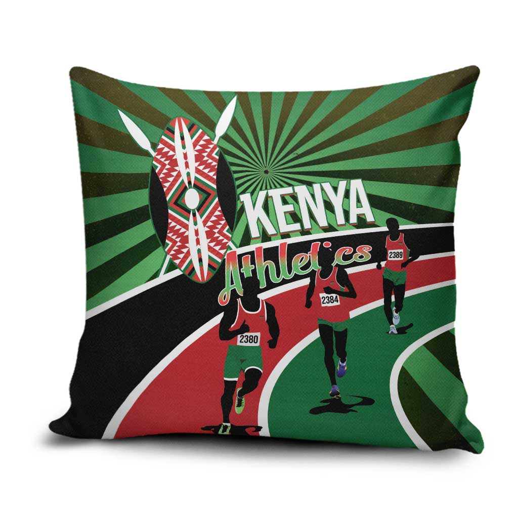 Athletics Kenya Pillow Cover Maasai Shield Running Way